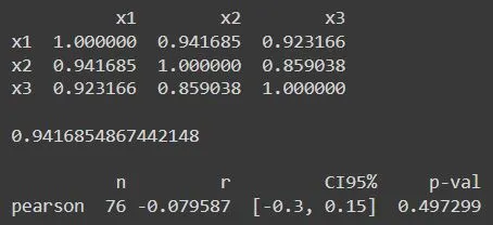 Partial correlation calculation from datasets